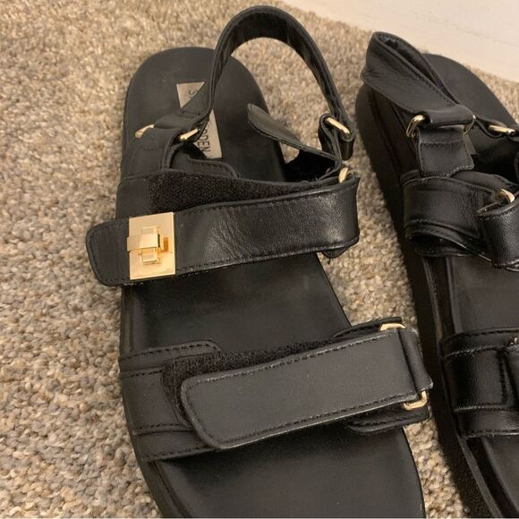 Steve Madden Mona Sandal strapped sling back sporty Black womans size 10 - Picture 2 of 13